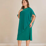 Αμπιγιέ φόρεμα από μουσελίνα και παγιέτες σε τυρκουάζ πράσινο χρώμα σε μεγάλα μεγέθη