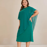 Αμπιγιέ φόρεμα από μουσελίνα και παγιέτες σε τυρκουάζ πράσινο χρώμα σε μεγάλα μεγέθη