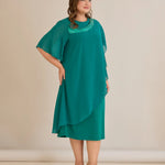 Αμπιγιέ φόρεμα από μουσελίνα και παγιέτες σε τυρκουάζ πράσινο χρώμα σε μεγάλα μεγέθη