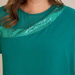 Αμπιγιέ φόρεμα από μουσελίνα και παγιέτες σε τυρκουάζ πράσινο χρώμα σε μεγάλα μεγέθη