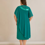 Αμπιγιέ φόρεμα από μουσελίνα και παγιέτες σε τυρκουάζ πράσινο χρώμα σε μεγάλα μεγέθη