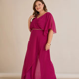 Κομψή ολόσωμη φόρμα από μουσελίνα με αλυσίδα - Λιλά