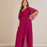 Κομψή ολόσωμη φόρμα από μουσελίνα με αλυσίδα - Λιλά