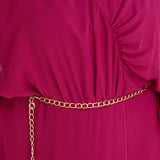 Κομψή ολόσωμη φόρμα από μουσελίνα με αλυσίδα - Λιλά