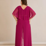 Κομψή ολόσωμη φόρμα από μουσελίνα με αλυσίδα - Λιλά