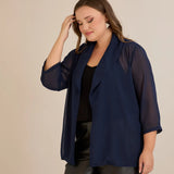 Γιορτινή κάπα από μουσελίνα σε σκούρο μπλε χρώμα σε μεγάλα μεγέθη