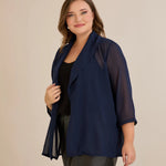 Γιορτινή κάπα από μουσελίνα σε σκούρο μπλε χρώμα σε μεγάλα μεγέθη