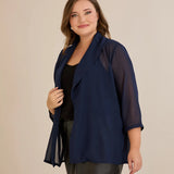 Γιορτινή κάπα από μουσελίνα σε σκούρο μπλε χρώμα σε μεγάλα μεγέθη