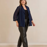 Γιορτινή κάπα από μουσελίνα σε σκούρο μπλε χρώμα σε μεγάλα μεγέθη