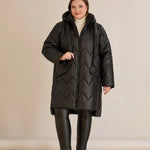 Ψηλόμεσο κολάν δερματίνης με επένδυση και εντυπωσιακή διακόσμηση με δίχτυ σε μαύρο χρώμα σε μεγάλα μεγέθη