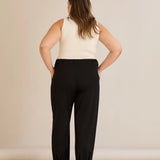 Ελαστικό παντελόνι από βισκόζη με πιέτες- Μαύρο