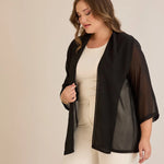 Γιορτινή κάπα από μουσελίνα σε Μαύρο χρώμα σε μεγάλα μεγέθη