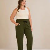 Σπορ φαρδύ παντελόνι με σκισίματα - Χακί