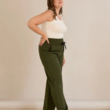 Σπορ φαρδύ παντελόνι με σκισίματα - Χακί