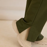 Σπορ φαρδύ παντελόνι με σκισίματα - Χακί