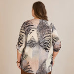 Πολύχρωμη Μπλούζα Με Φερμουάρ Και Αυθεντικό Σχέδιο Λεοπάρ Σε Μεγάλα Μεγέθη