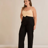 Κομψό παντελόνι με μπροστινή ραφή και ψηλή μέση – Μαύρο