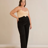 Κομψό παντελόνι με μπροστινή ραφή και ψηλή μέση – Μαύρο