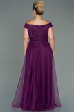 Επίσημο μακρύ φόρεμα με τούλι σε μεγάλα μεγέθη - Δαμάσκηνο N020