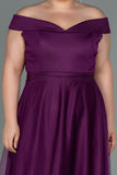 Επίσημο μακρύ φόρεμα με τούλι σε μεγάλα μεγέθη - Δαμάσκηνο N020