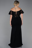 Επίσημο μακρύ φόρεμα με δαντέλα σε μεγάλα μεγέθη- Μαύρο N2571