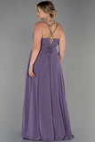 Μακρύ Επίσημο Φόρεμα με σκίσιμο από μουσελίνα σε μεγάλα μεγέθη- Πασχαλιά N1324