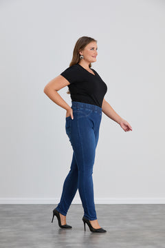 Ελαστικό τζιν τύπου Jeggings σε μεγάλα μεγέθη - Μπλε