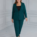 Κομψό γυναικείο σακάκι με φόδρα  σε μεγάλα μεγέθη - Πράσινο