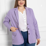 Γυναικείο τζιν σακάκι με πέτο σε μεγάλα μεγέθη- Λιλά