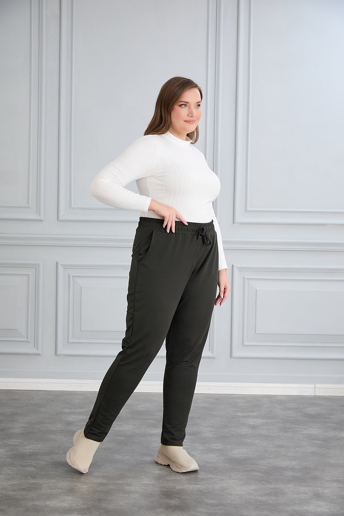 Αθλητικο παντελονι φορμα Daily σε μεγάλα μεγέθη - Χακί