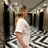Βαμβακερό μπλουζάκι με στρασάκια και Στάμπα 1986- Εκρού