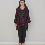 Τουνίκ από σατινέ βισκόζη με ασύμμετρη πλάτη σε Κόκκινο χρώμα σε μεγάλα μεγέθη