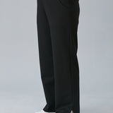 Maxi γυναικείο φαρδύ παντελόνι με σκισίματα σε μεγάλα μεγέθη-Μαύρο