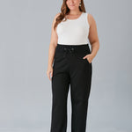 Maxi γυναικείο φαρδύ παντελόνι με σκισίματα σε μεγάλα μεγέθη-Μαύρο