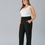 Maxi γυναικείο φαρδύ παντελόνι με σκισίματα σε μεγάλα μεγέθη-Μαύρο