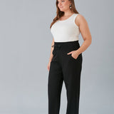 Maxi γυναικείο φαρδύ παντελόνι με σκισίματα σε μεγάλα μεγέθη-Μαύρο