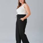 Maxi γυναικείο φαρδύ παντελόνι με σκισίματα σε μεγάλα μεγέθη-Μαύρο