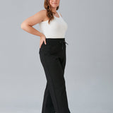 Maxi γυναικείο φαρδύ παντελόνι με σκισίματα σε μεγάλα μεγέθη-Μαύρο