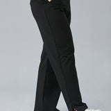 Maxi γυναικείο φαρδύ παντελόνι με σκισίματα σε μεγάλα μεγέθη-Μαύρο