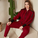 Γυναικεία αθλητική φόρμα παντελόνι "Daily" σε μεγάλα μεγέθη - Μπορντό