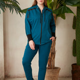 Γυναικεία αθλητική φόρμα παντελόνι "Daily" σε μεγάλα μεγέθη - Μπλε