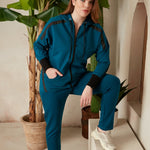 Γυναικεία αθλητική φόρμα παντελόνι "Daily" σε μεγάλα μεγέθη - Μπλε