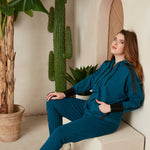 Γυναικεία αθλητική φόρμα παντελόνι "Daily" σε μεγάλα μεγέθη - Μπλε