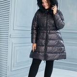 Μακρύ μπουφάν "'Χειμερινό μαργαριτάρι'' σε μεγάλα μεγέθη