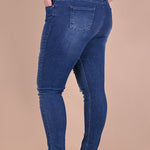 Γυναικεία μοντέρνα τζιν με σκισίματα μεγάλα μεγέθη  - Μπλε