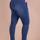 Γυναικεία μοντέρνα τζιν με σκισίματα μεγάλα μεγέθη  - Μπλε