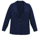 Κομψό γυναικείο σακάκι με φόδρα σε μεγάλα μεγέθη - Μπλέ