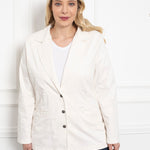 Γυναικείο τζιν σακάκι με πέτο σε μεγάλα μεγέθη- Άσπρο