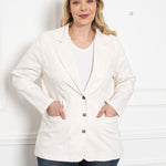 Γυναικείο τζιν σακάκι με πέτο σε μεγάλα μεγέθη- Άσπρο