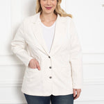 Γυναικείο τζιν σακάκι με πέτο σε μεγάλα μεγέθη- Άσπρο